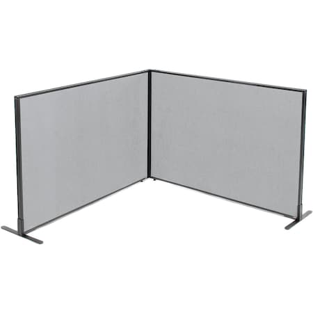 Interion By Global Industrial Interion Freestanding 2-Panel Corner Room Divider, 60-1/4inW x 42inH Panels, Gray 695106GY